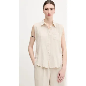 Pánská košile Košile United Colors of Benetton 5ONVDQ0C1 béžová 80X, vel. S