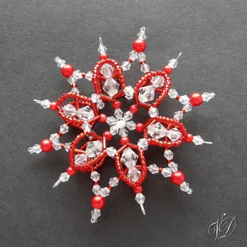 Vánoční ozdoba Vánoční korálková hvězda 0434 - Kolekce Red - 3D (PEVNÁ A NEREZ) Christmas bead ornament (Vánoční hvězda z korálků - Korálková hvězdička a vločka - Hvězdy a hvězdičky z korálků - Christmas bead star)