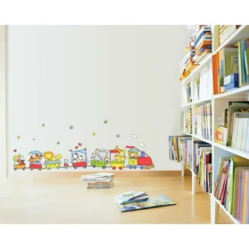 Samolepící dekorace Nástěnná samolepka Train of circus animals, 120 cm ID_121963