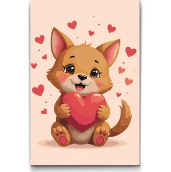 Malování podle čísel - Zvířátko se srdcem Velikost: 20x30cm, Rámování: Pouze srolované plátno