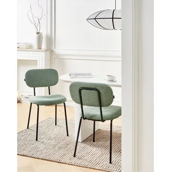 Jídelní židle Sada 2 jídelních židlí světle zelená buklé čalounění černé nohy železný rám retro styl kuchyně jídelna Beliani