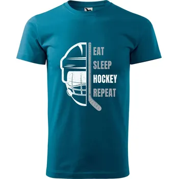 Pánské tričko DOBRÝ TRIKO Pánské tričko s potiskem Eat sleep helma Velikost: L, Barva: Petrolejová