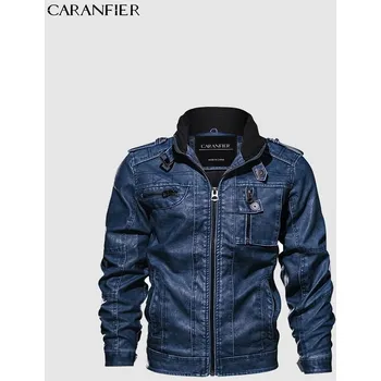 Pánský bomber Kožená pánská bunda prošívaná typu denim s kapsami Barva: Tmavě Modrá, Velikost: 3XL