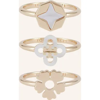 Náušnice Tory Burch Dámská Sada 3 Prstenů, zlatá / bílá, 55