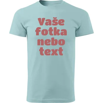 Pánské tričko Grooters Světle modré tričko s vlastním motivem / fotkou Velikost: 3XL