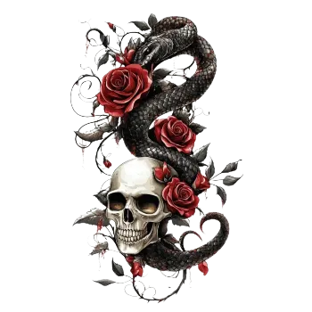 Nášivka Nažehlovací obrázek - lebka a had (18,0 x 29,0 cm)