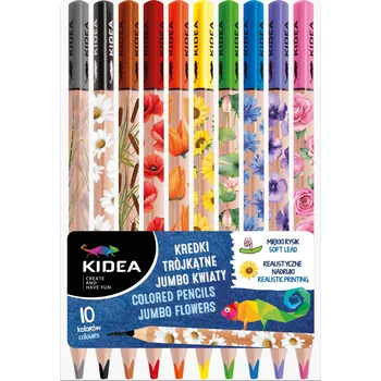 Pastelka DERFORM Pastelky Trojhranné JUMBO 10ks květiny