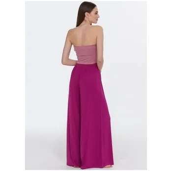 Dámské kalhoty NAOKO Kalhoty z materiálu Viva Magenta Růžová Regular Fit S_M