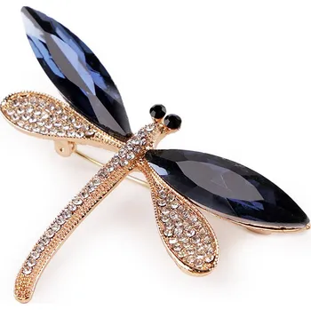 Brož Brož s broušenými kamínky vážka Varianta: crystal modrá, Balení: 1 ks