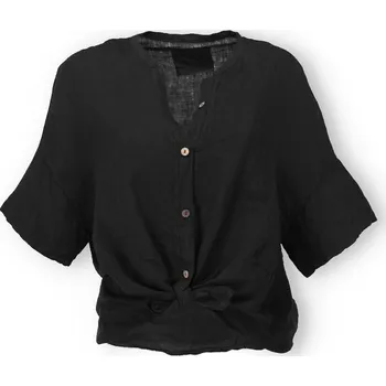 Dámská halenka Košile lněná s vázáním kr. rukáv 4509 barva: černá