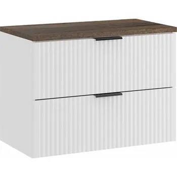 Policová skříň Závěsná skříňka pod umyvadlo Casad s deskou 80 cm bílá/dub santa fe vintage