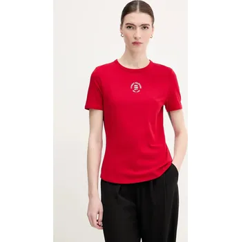 Dámské tričko Tričko Tommy Hilfiger dámské, červená barva, WW0WW45809 33X, vel. XL