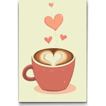 Malování podle čísel - Srdcová káva Velikost: 40x60cm, Rámování: Pouze srolované plátno