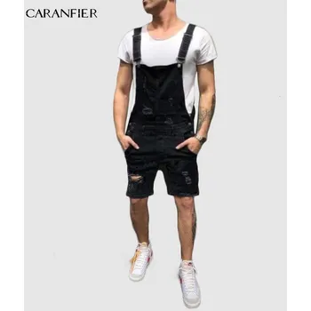 Pánské džíny Pánské džínové kalhoty s laclem pohodlný overal Barva: Černá, Velikost: 3XL