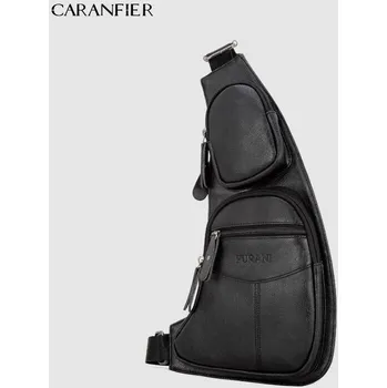 Kožená brašna messenger taška na hrudník pro pány Barva: Černá