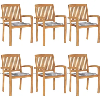 Stohovatelné zahradní židle s poduškami 6 ks masivní teak Hnědá3073239