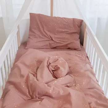 Povlečení HEDDA Bavlněné povlečení Luisine starorůžové se zlatým potiskem - set 100x135 cm + 40x60 cm