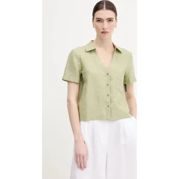 Pánská košile Košile s příměsí lnu United Colors of Benetton 5YPVDQ0BX zelená 07X, vel. M