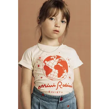 Chlapecké tričko Dětské bavlněné tričko Mini Rodini Mini Rodini society béžová barva, s potiskem, 2562011811 01X, vel. 80-86