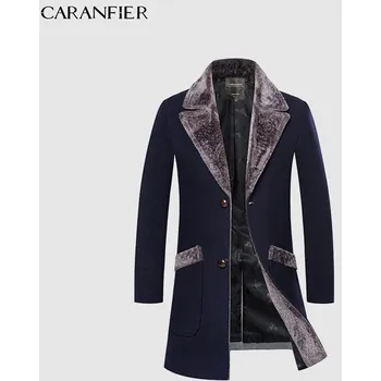 Pánský zimní kabát Zimný pánsky kabát slim s kožušinovým golierom Barva: Tmavě Modrá, Velikost: 5XL