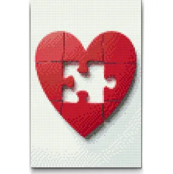 Diamantové malování Diamantové malování - Srdce puzzle Velikost: 20x30cm, Rámování: Pouze srolované plátno, Diamanty: Kulaté