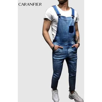 Pánské džíny Džínový pánský overal lacláče pohodlné rovného střihu Barva: Modrá, Velikost: XL