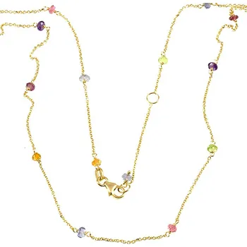 Náhrdelník ŠPERKY-NM, Zlatý dámský náhrdelník s přírodními kamínky 987 Délka náhrdelníku: 45 cm