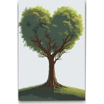 Malování podle čísel - Strom ve tvaru srdce Velikost: 20x30cm, Rámování: Pouze srolované plátno