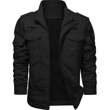 Pánská softshellová bunda Pánská army bunda air force bez kapuce s kapsami Barva: Černá, Velikost: M