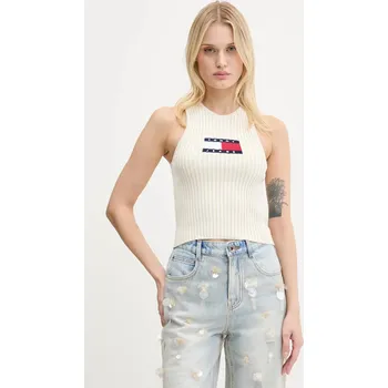 Top Tommy Jeans DW0DW20975 béžová 01X, vel. M