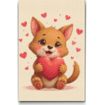 Diamantové malování Diamantové malování - Zvířátko se srdcem Velikost: 20x30cm, Rámování: Pouze srolované plátno, Diamanty: Kulaté
