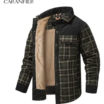 Pánská softshellová bunda Pánská manšestrová bunda s kostkami a fleecovou podšívkou Barva: Zelená, Velikost: M