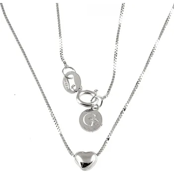 Náhrdelník ŠPERKY-NM, Zlatý náhrdelník se srdcem v bílém zlatě 412 Délka náhrdelníku: 45 cm