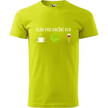 Pánská móda DOBRÝ TRIKO Pánské tričko s potiskem Denní plán tenis Velikost: 2XL, Barva: Limetková