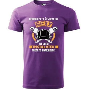 Pánské oblečení DOBRÝ TRIKO Pánské tričko s potiskem Sexy instalatér Velikost: S, Barva: Fialová