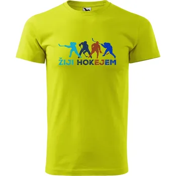 Pánské oblečení DOBRÝ TRIKO Pánské tričko s potiskem Žiji hokejem Velikost: L, Barva: Limetková