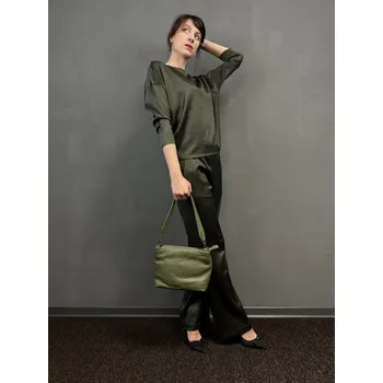 Dámské kalhoty Kalhoty Kyra Dora zelené saténové široké Velikost: 38