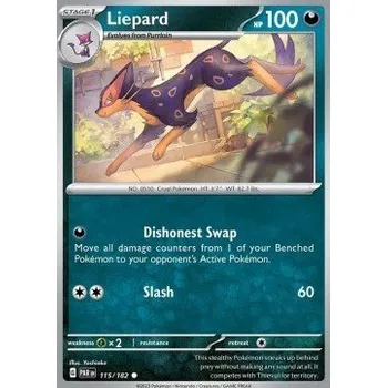Volný čas Pokémon PAR 115/182 Liepard - Paradox Rift Stav: Near Mint, Verze: NORMAL