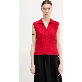 Dámská vesta Bavlněná vesta Tommy Hilfiger WW0WW45655 červená 33X, vel. XL