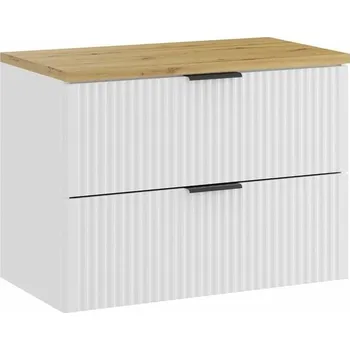 Policová skříň Závěsná skříňka pod umyvadlo Casad s deskou 80 cm bílá/dub artisan