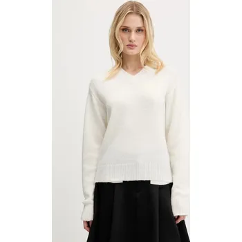 Pánské oblečení Vlněný svetr HUGO Solanu 50545092 béžová 01X, vel. L