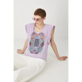 Dámské tričko Bavlněné tričko Medicine dámské, fialová barva RS25.TSDC04 04X, vel. XL