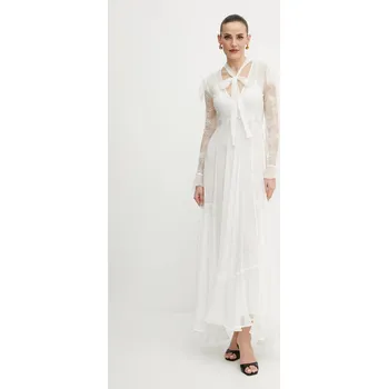 Dámské šaty Šaty s příměsí hedvábí Twinset béžová barva, maxi, 251TS2091 01X, vel. 36