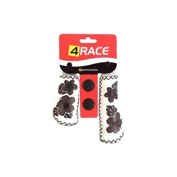 grip 4Race gripy ergo 135+95mm imitace kůže květy bílo-hnědá