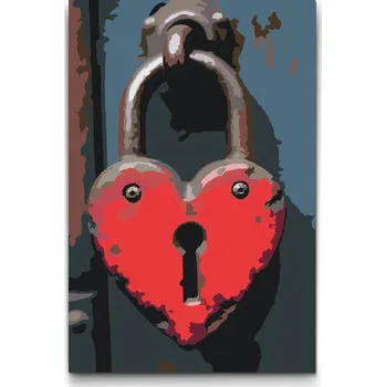 Malování podle čísel - Srdcový zámek Velikost: 20x30cm, Rámování: Pouze srolované plátno