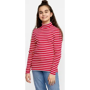 Dívčí svetr Dívčí rolák Colourful Dreams - červená - pruhy 146