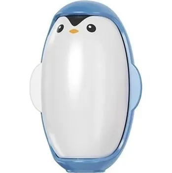 Váleček na chlupy Omyvatelný odstraňovač žmolků a zvířecích chlupů 10,7 x 7,4 cm Přenosný ruční váleček ve tvaru tučňáka Pohodlné držení a použití modrá