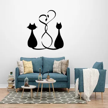 Samolepící dekorace Živá Zeď Samolepka na zeď Zamilované kočičky Barva: černá, Velikost: 60 x 60 cm