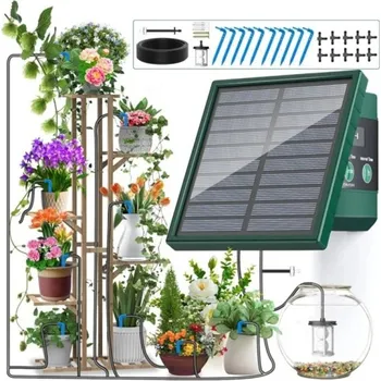 Zavlažovač Sada solárního automatického kapkového zavlažovacího systému pro květináče s časovačem a příslušenstvím pro až 15 rostlin
