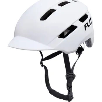 Cyklistická přilba Cyklistická helma s dobíjecím zadním červeným světlem Velikost 57–61 cm Bezpečnostní přilba s větráním pro denní i noční jízdu bílá